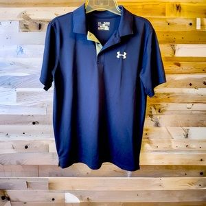 🌞Summer Clearance Under Armour Heat Gear Loose Activewear Youth Polo Navy